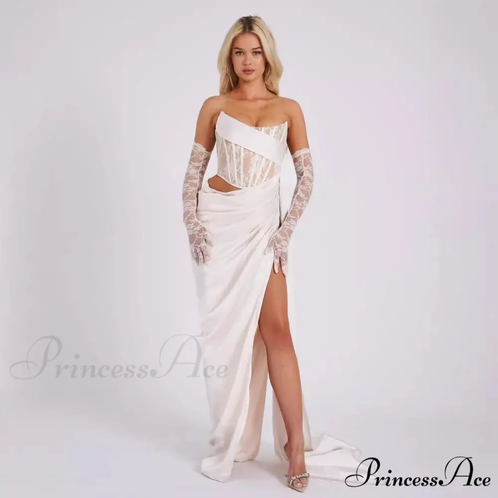 Informal Seductive Ebony Strapless Bandage Prom Gown - Image 2