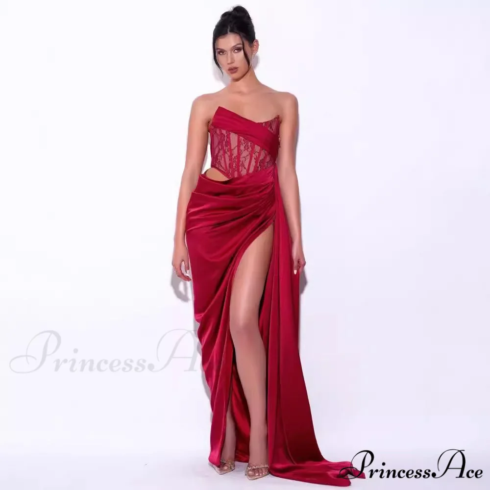 Informal Seductive Ebony Strapless Bandage Prom Gown - Image 3