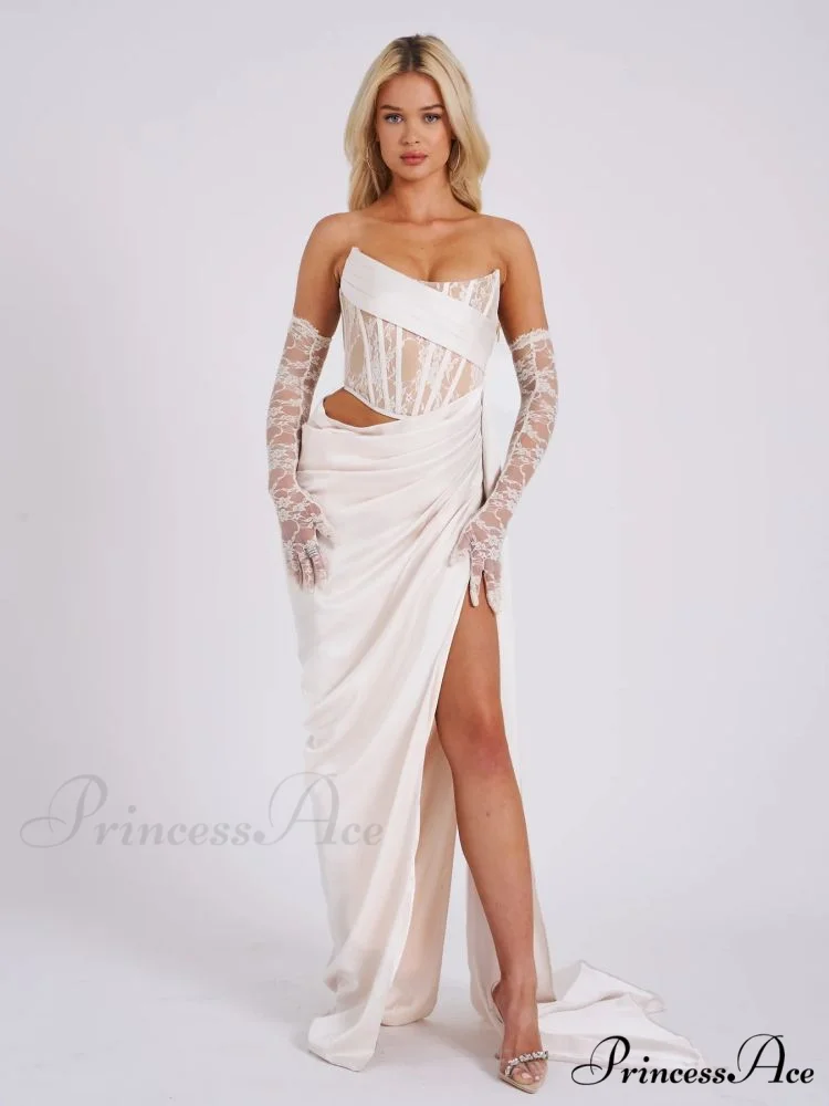 Informal Seductive Ebony Strapless Bandage Prom Gown - Image 4