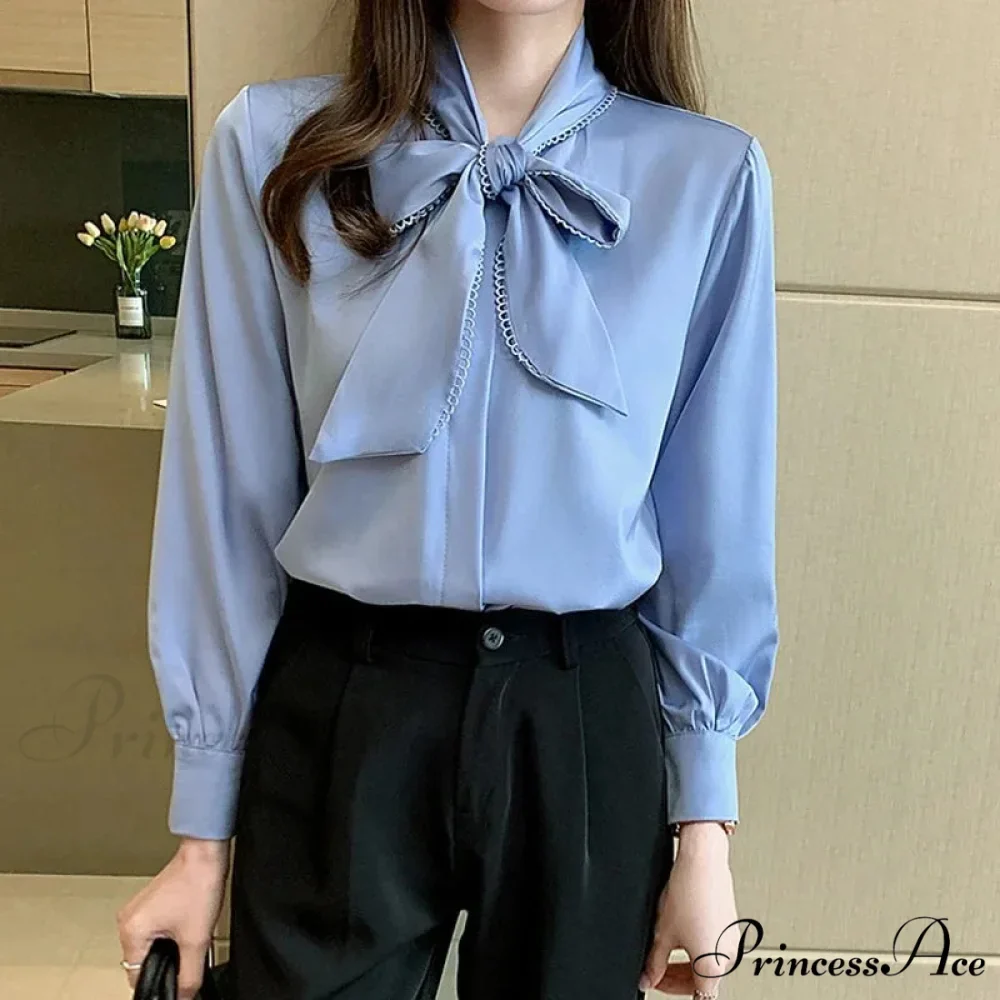 Informal Sophisticated Silk Chiffon Navy Top - Image 3