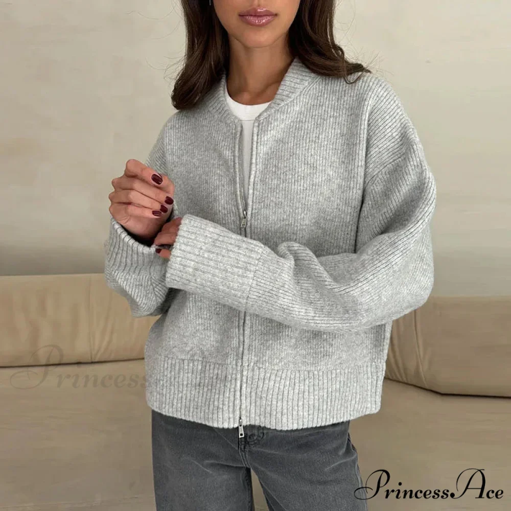 Informal Strong Narrow Zipper Cardigan - Image 6