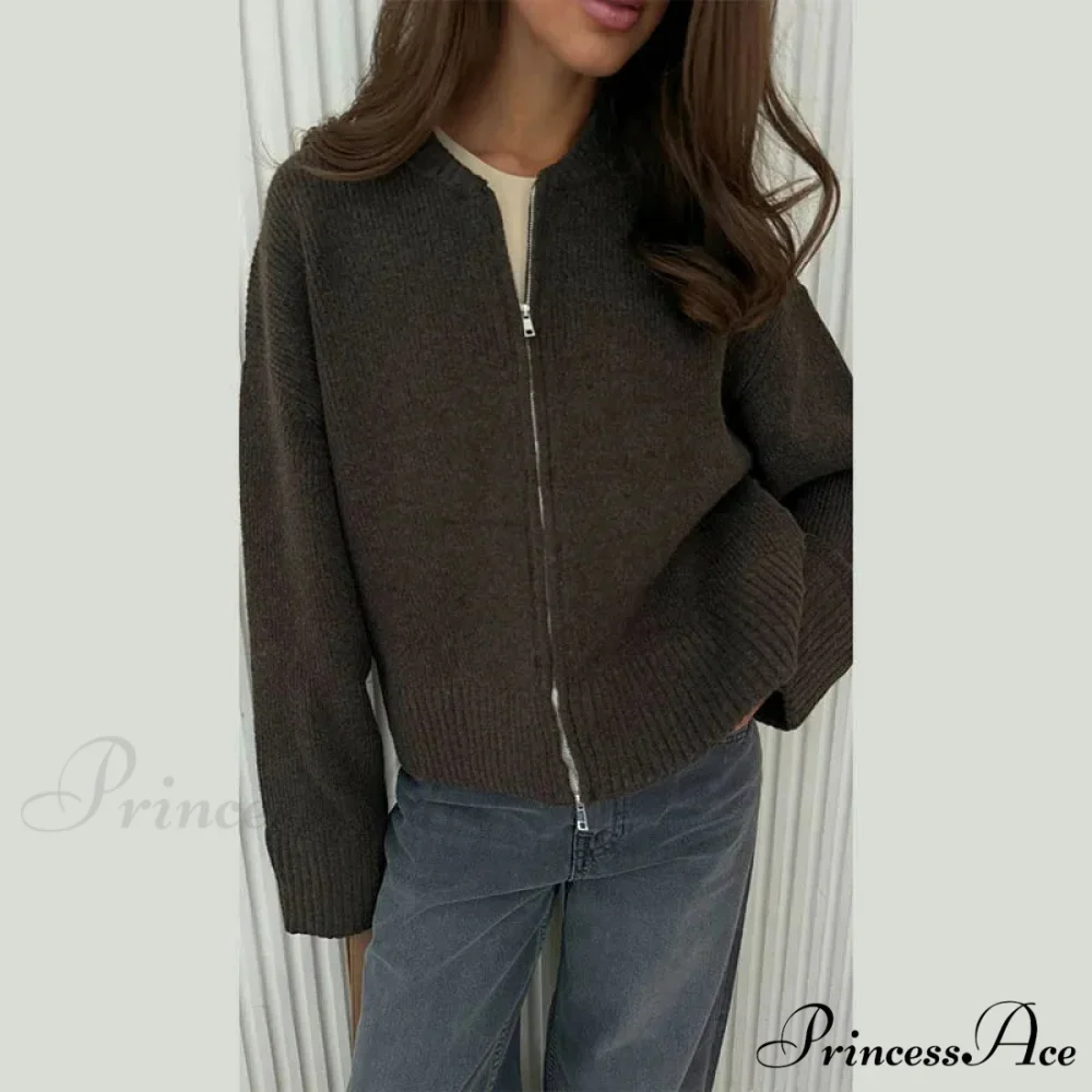 Informal Strong Narrow Zipper Cardigan - Image 7