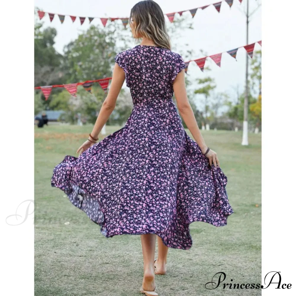 Informal Tailored Flower Pattern Dress - Image 4