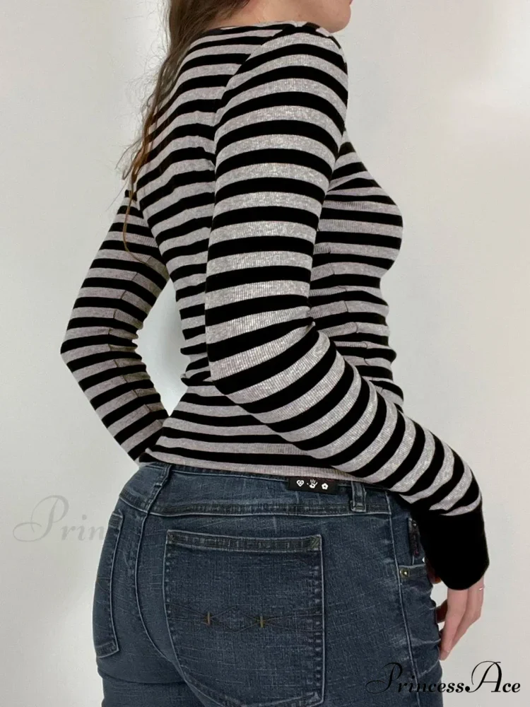 Informal Thin Banded Fall Spring Fundamental O-Neck Knit Top