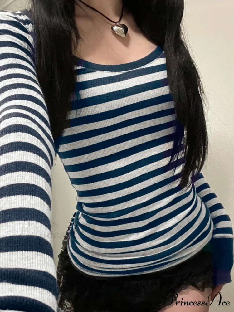 Informal Thin Banded Fall Spring Fundamental O-Neck Knit Top - Image 2