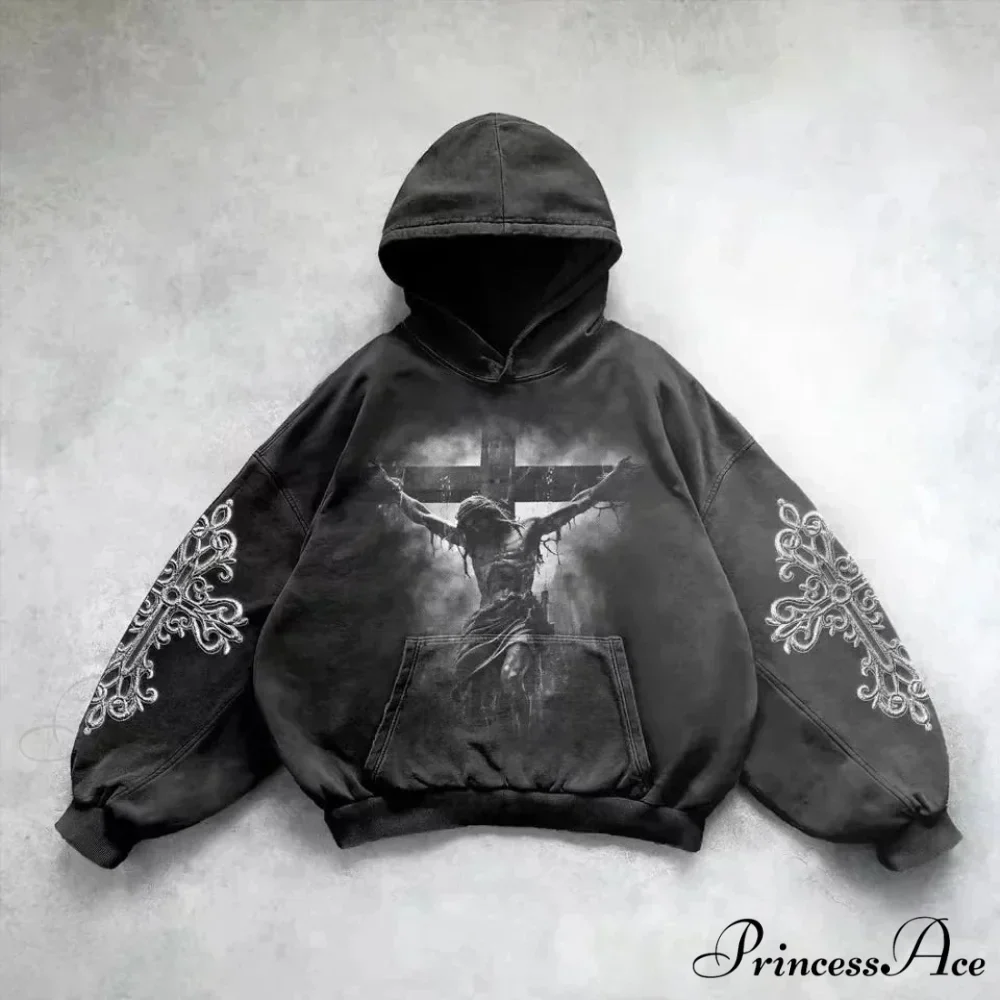 Informal Vintage Gothic Printing Hoodie - Image 16