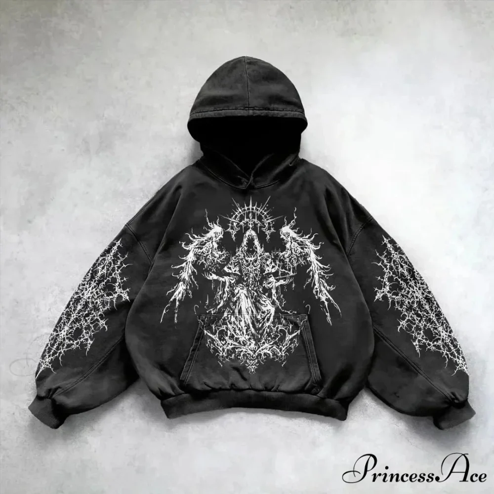 Informal Vintage Gothic Printing Hoodie - Image 2