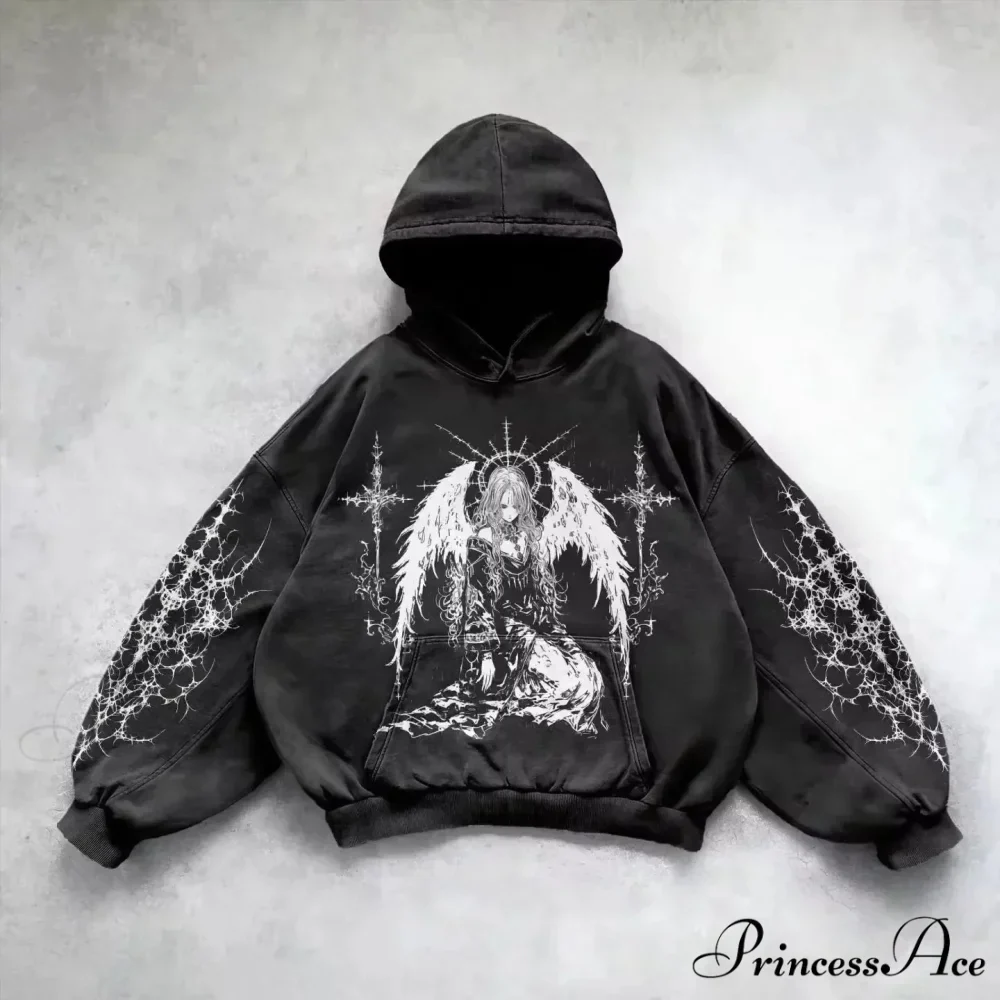 Informal Vintage Gothic Printing Hoodie - Image 3
