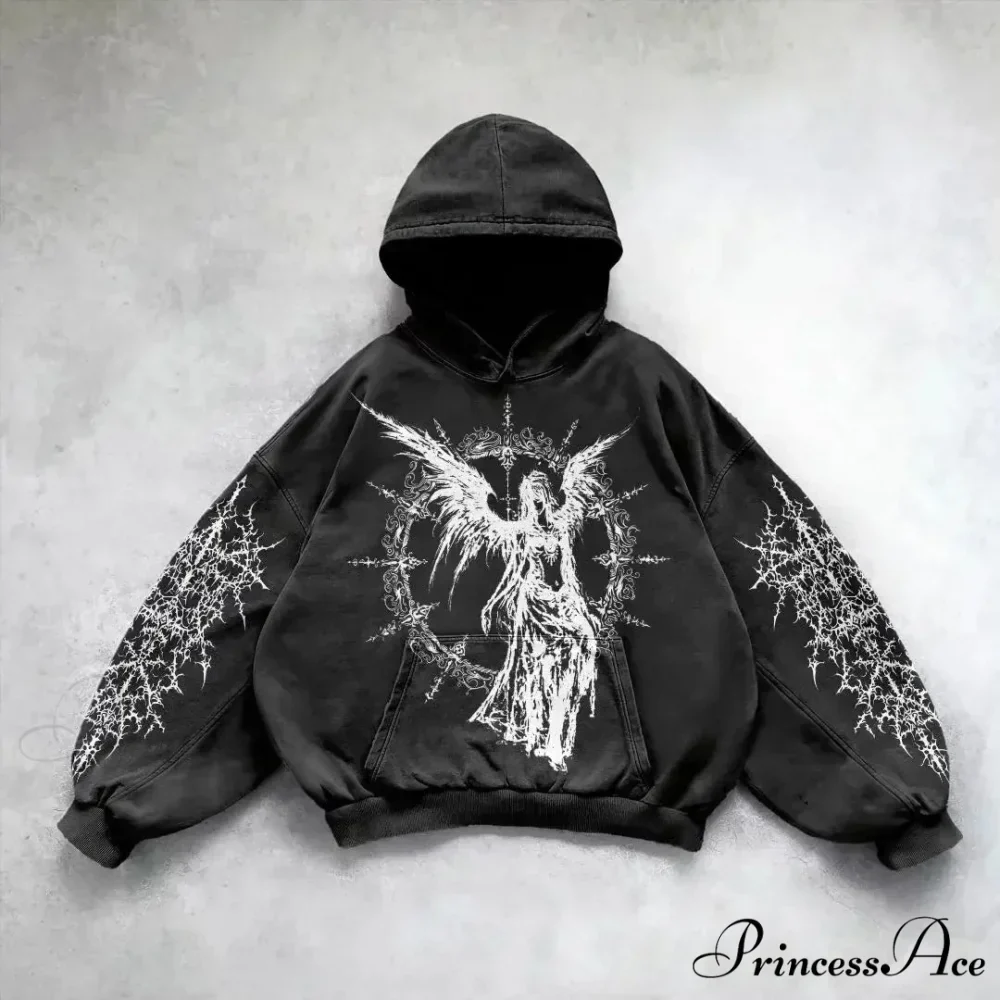 Informal Vintage Gothic Printing Hoodie - Image 7