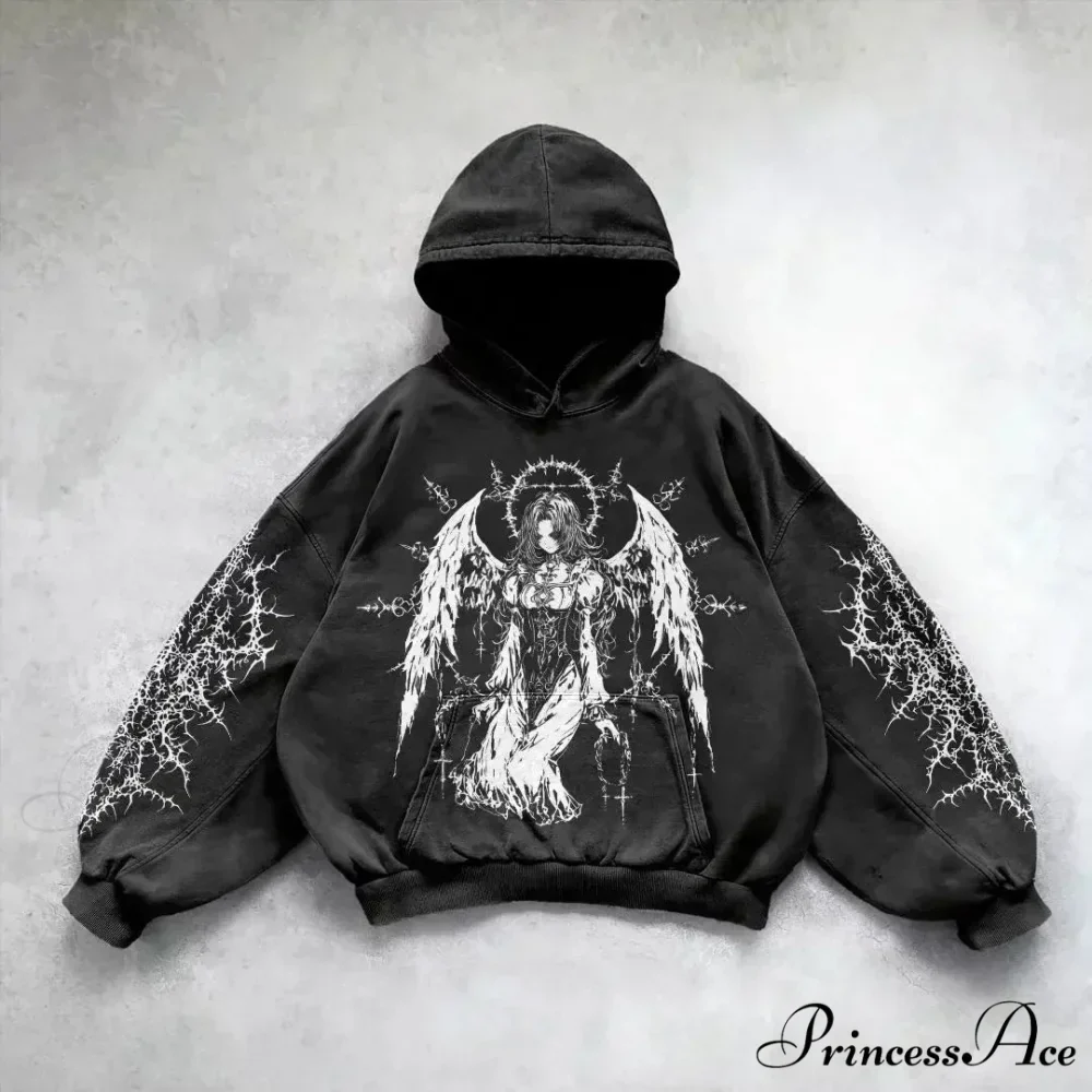 Informal Vintage Gothic Printing Hoodie - Image 8