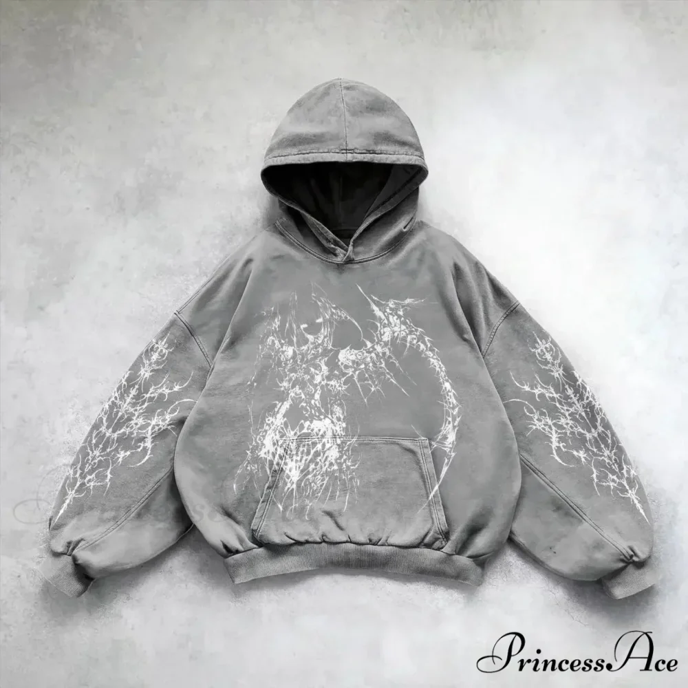 Informal Vintage Gothic Printing Hoodie - Image 9