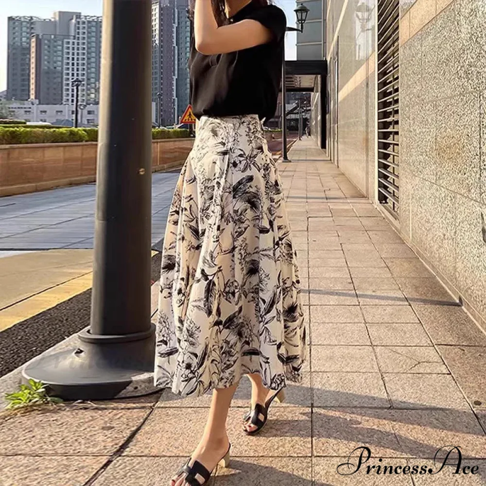 Ink Art Skirt Ladies Fall Winter Tall Waist Swing Skirt - Image 6