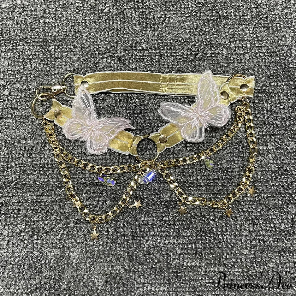 Insect Stitched Gem Chain Backless Crop Top - Image 6