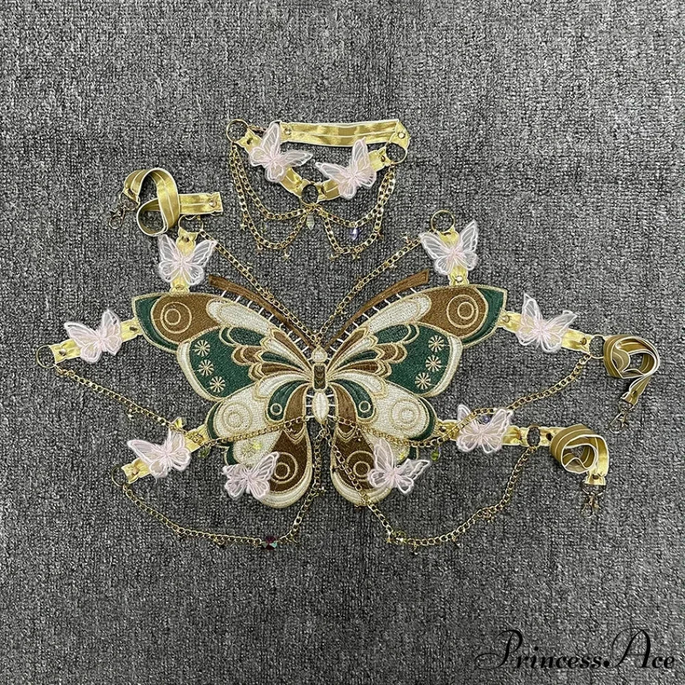 Insect Stitched Gem Chain Backless Crop Top - Image 8