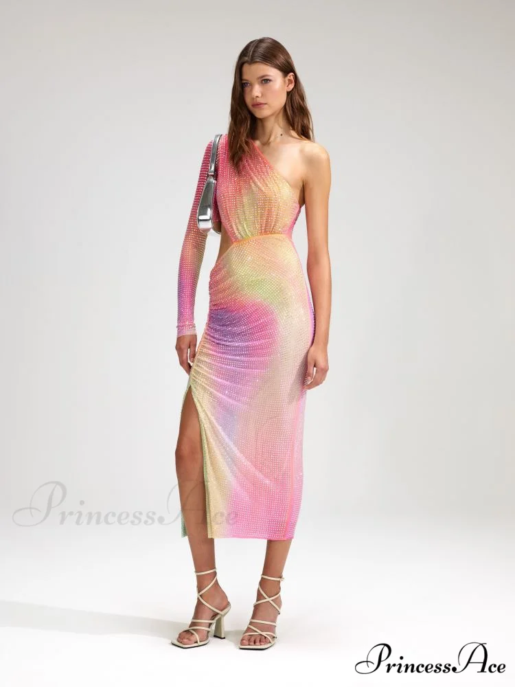 Irregular Off-The-Shoulder Vibrant Luxury Prom Gown - Image 4