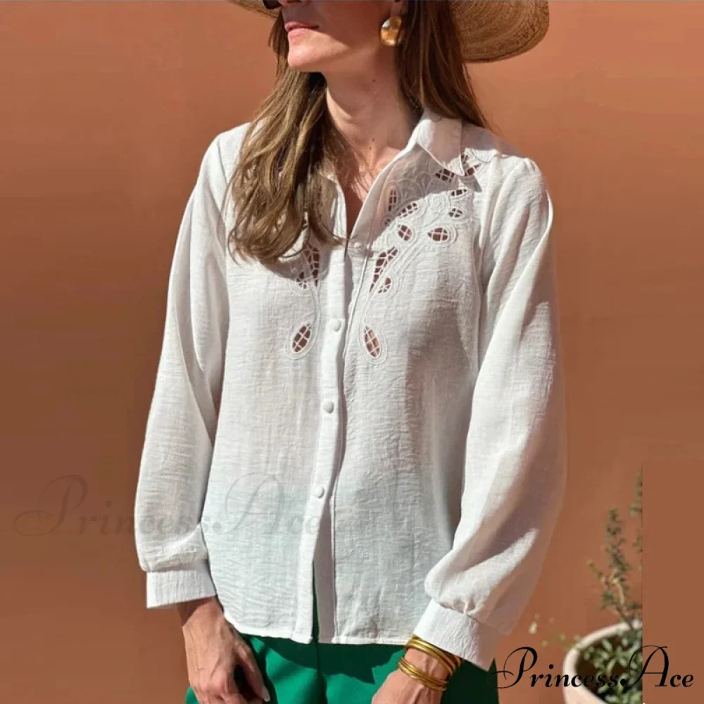 Ivory Cotton Linen Lace Floral Embroidery Boho Top - Image 2