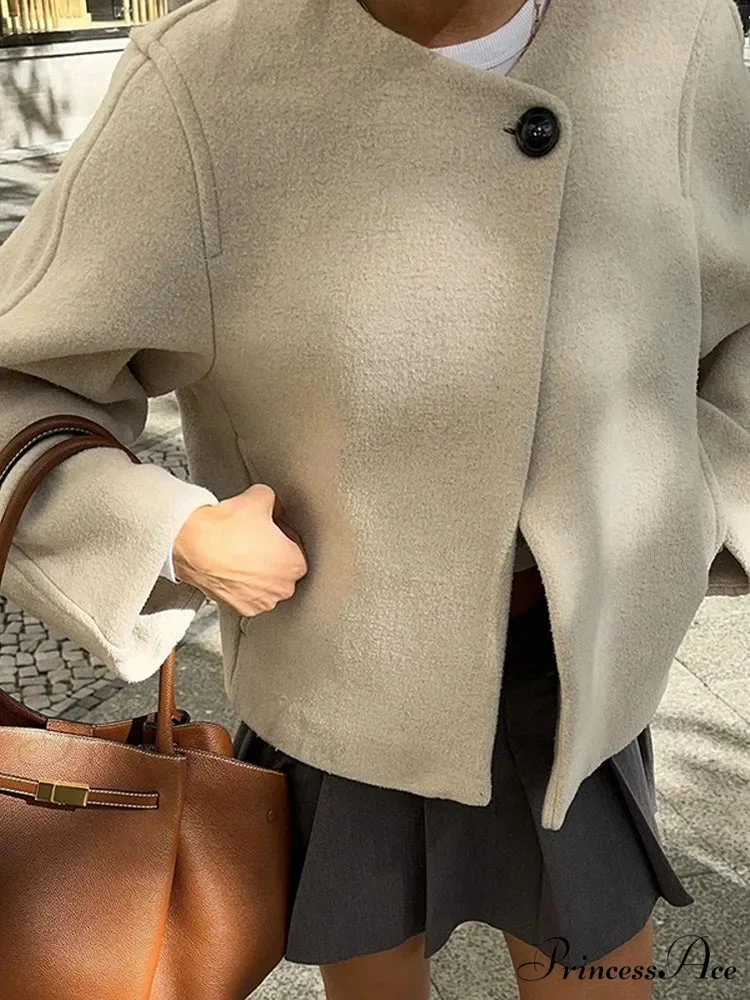 Ivory Extended Sleeve Woolen Overcoat - Image 2