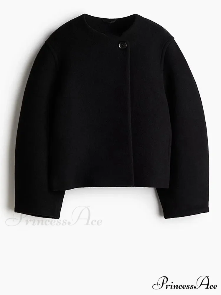 Ivory Extended Sleeve Woolen Overcoat - Image 8