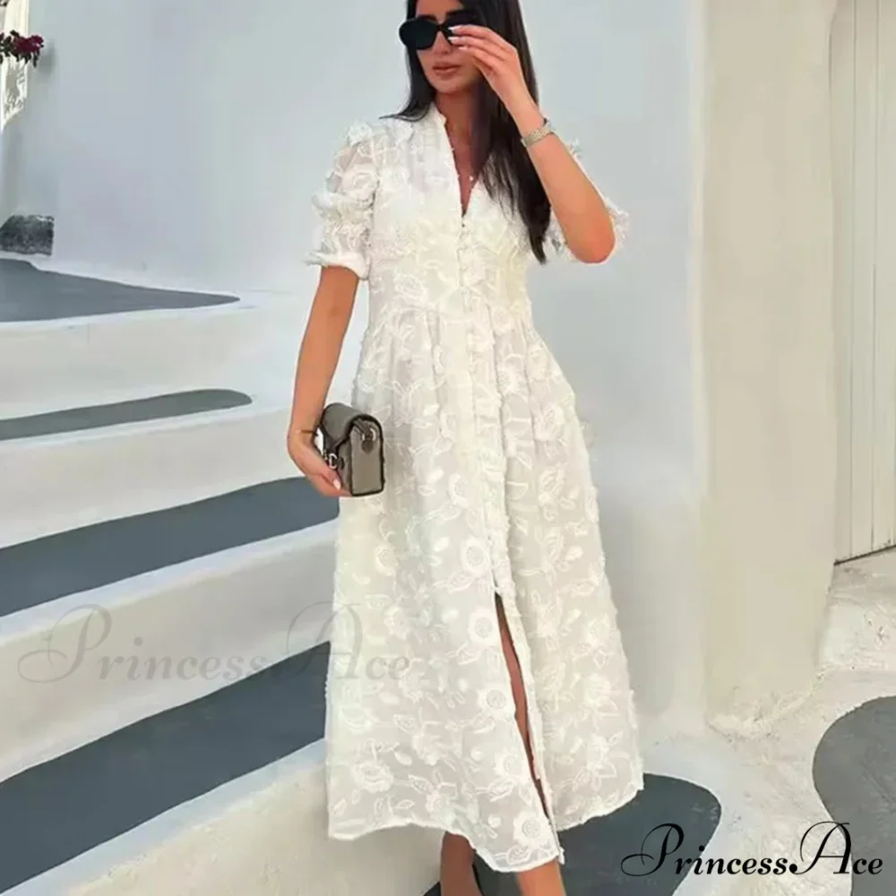 Ivory Flowery Lace Bohemian Dress - Image 3