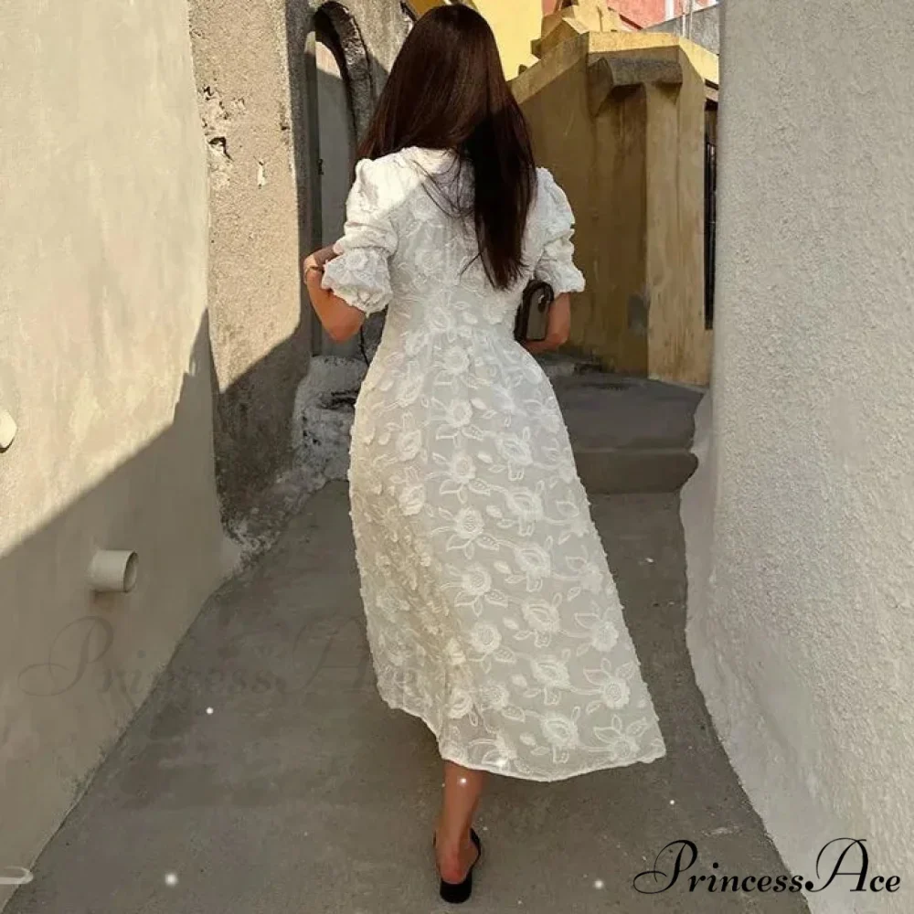 Ivory Flowery Lace Bohemian Dress - Image 4