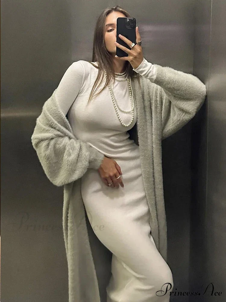 Ivory Knitted Cinched Style Cardigan - Image 7