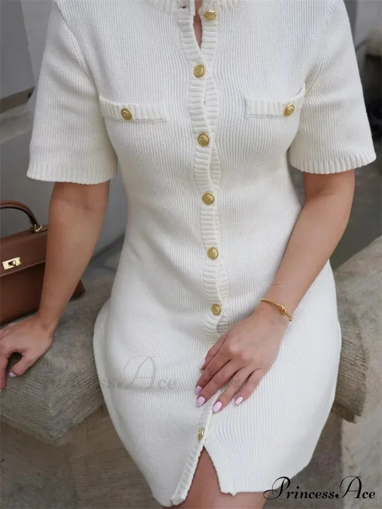 Ivory Knitted Pocket Mini Dress - Image 2