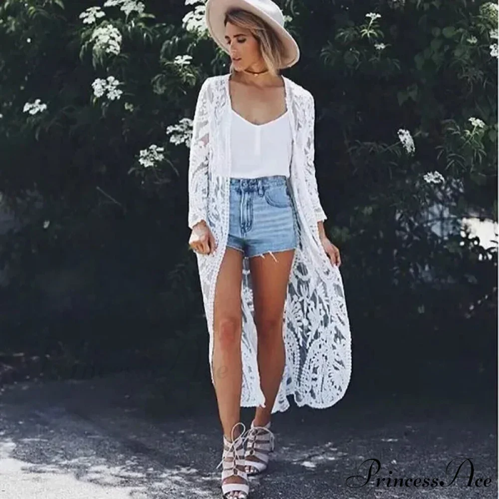 Ivory Lace Flower Stitch Bohemian Wrap - Image 5
