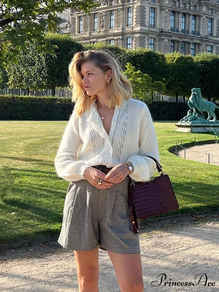 Ivory Lace Lapel Cardigan - Image 3
