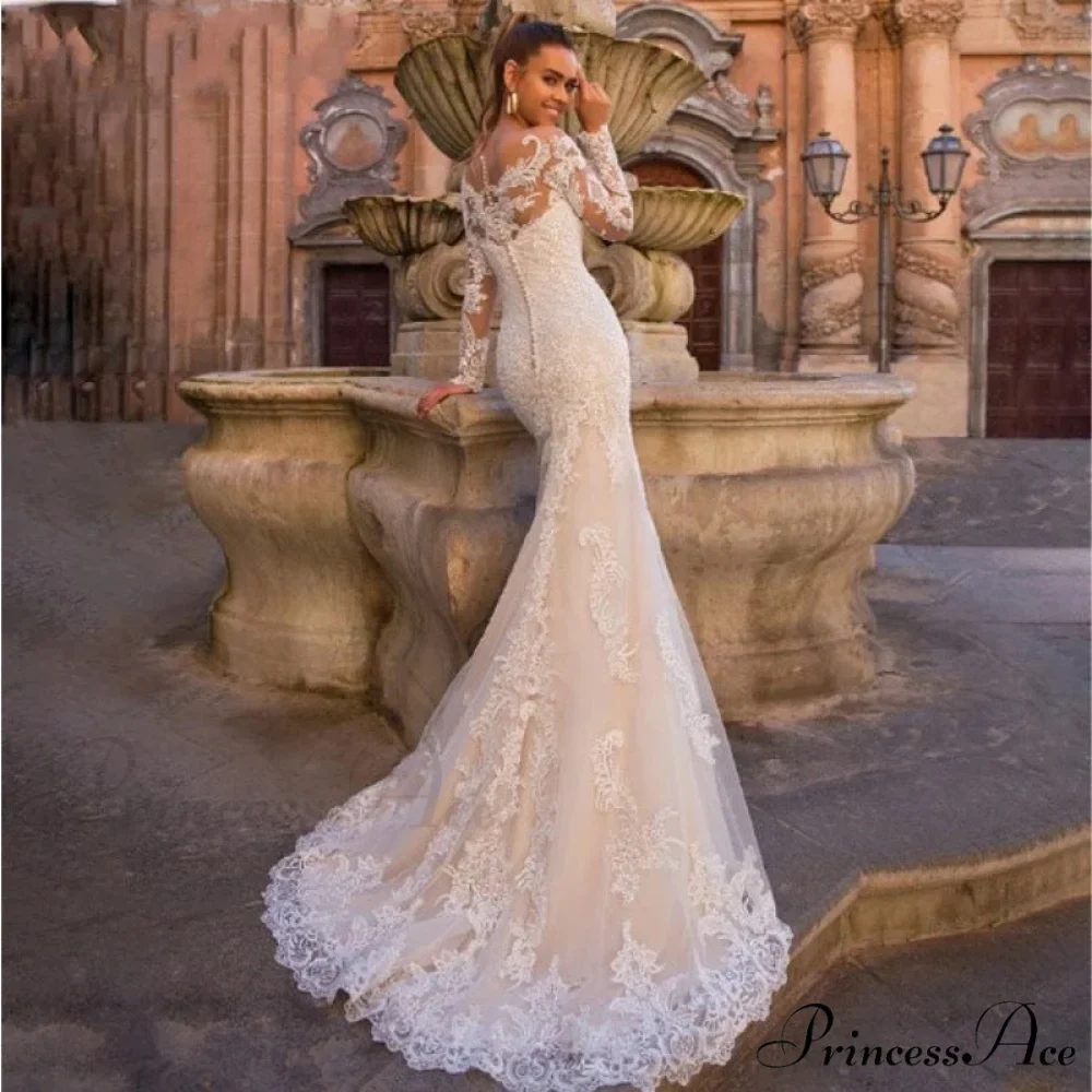 Ivory Lace Open-Back Bridal Gown - Image 3