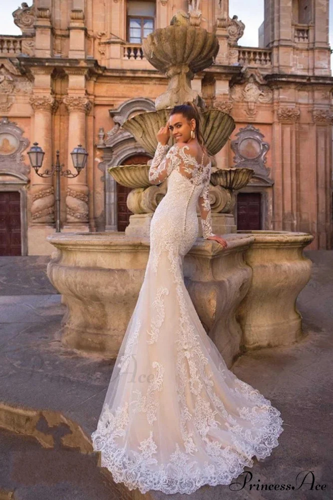 Ivory Lace Open-Back Bridal Gown - Image 4