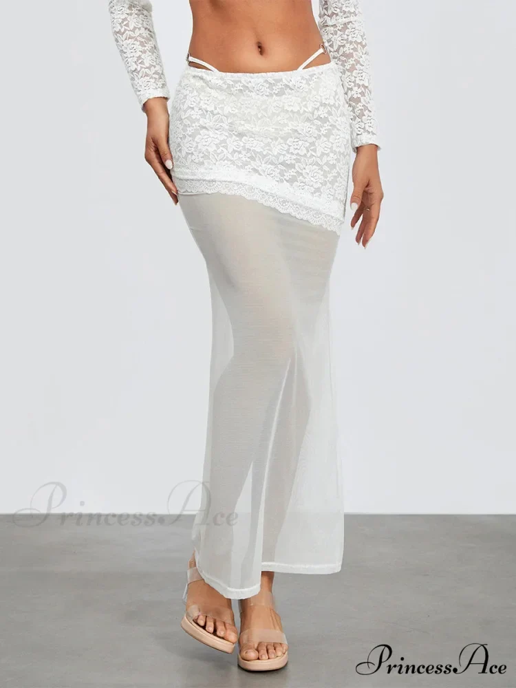 Ivory Lace Patchwork Cropped Shrug Blossom Skirt Set - Image 5