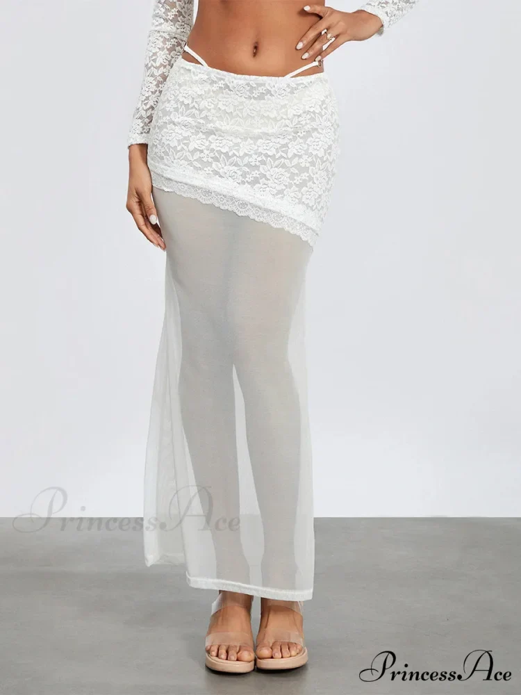 Ivory Lace Patchwork Cropped Shrug Blossom Skirt Set - Image 6