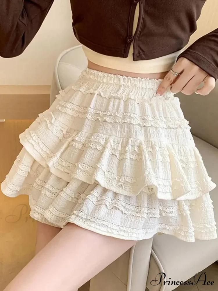 Ivory Lace Spring Cake Skirt - Image 3