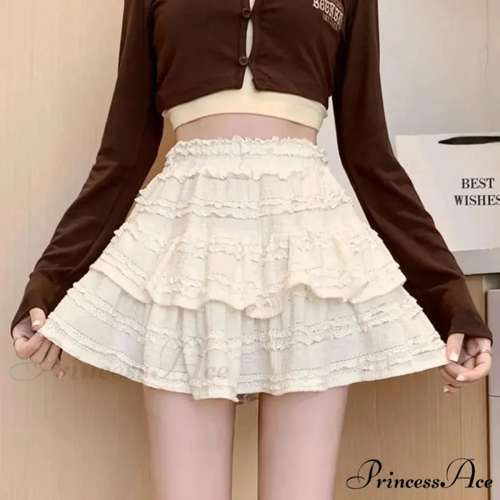 Ivory Lace Spring Cake Skirt - Image 7
