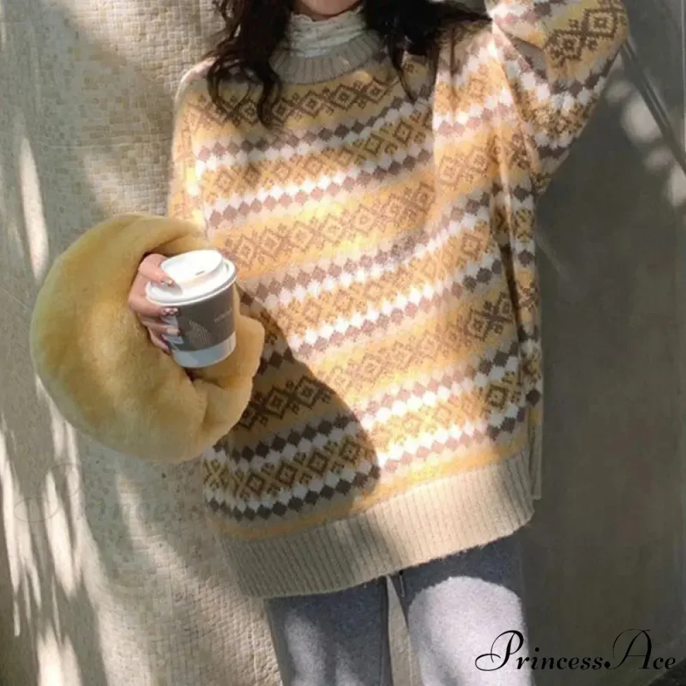 Japanese Vintage Jacquard Striped Luxury Sweater - Image 2