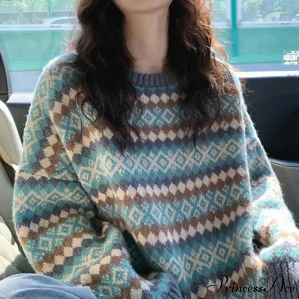 Japanese Vintage Jacquard Striped Luxury Sweater - Image 3