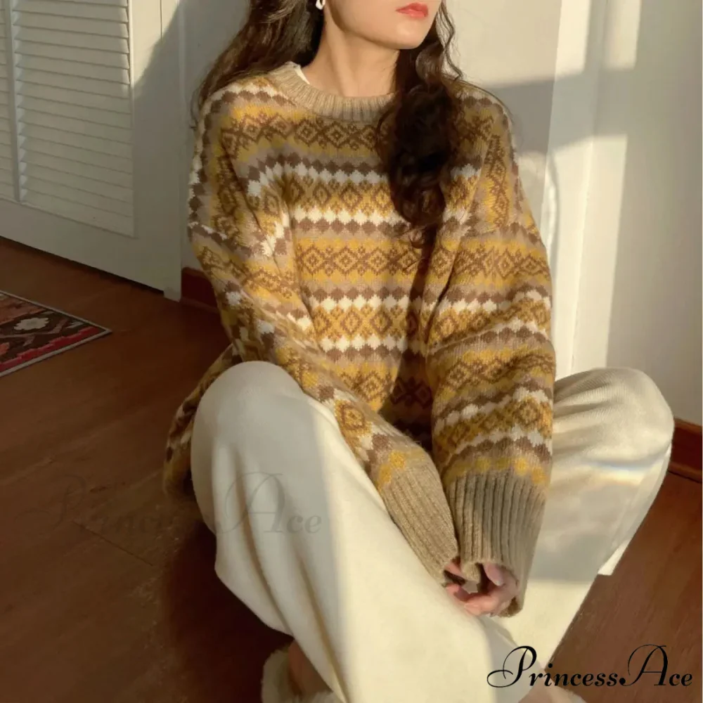 Japanese Vintage Jacquard Striped Luxury Sweater - Image 4