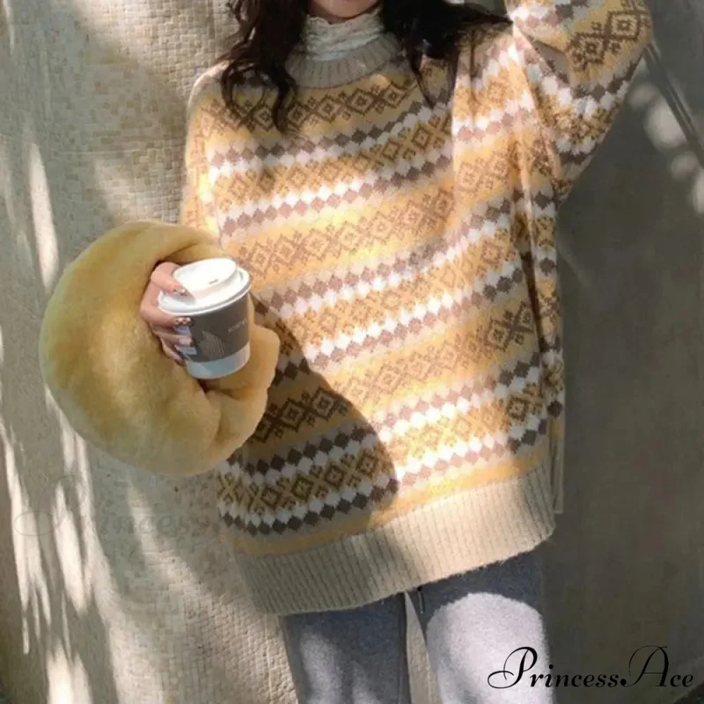 Japanese Vintage Jacquard Striped Luxury Sweater - Image 5