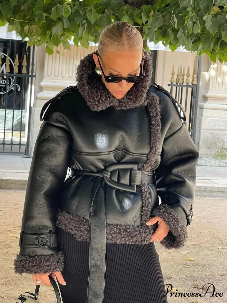 Joining Thickened Cozy Leather Jacket - Image 2