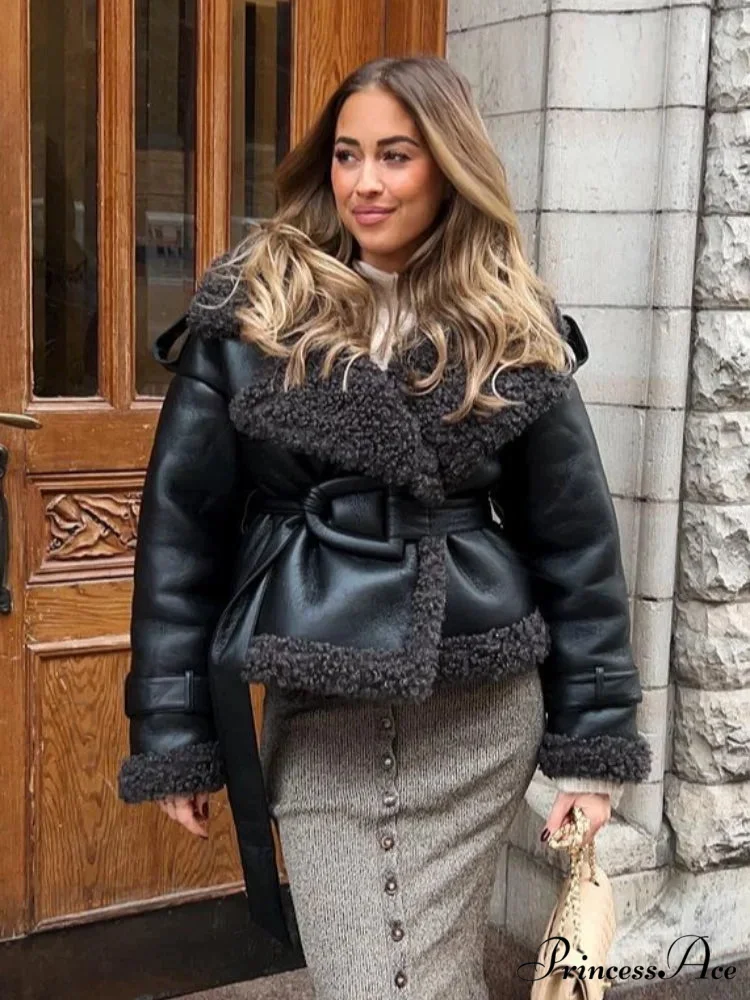 Joining Thickened Cozy Leather Jacket - Image 5