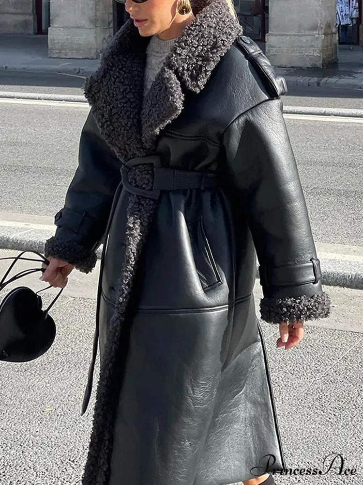 Joining Thickened Cozy Leather Jacket - Image 6