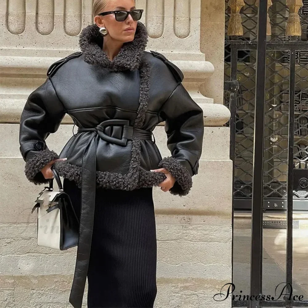 Joining Thickened Cozy Leather Jacket - Image 7