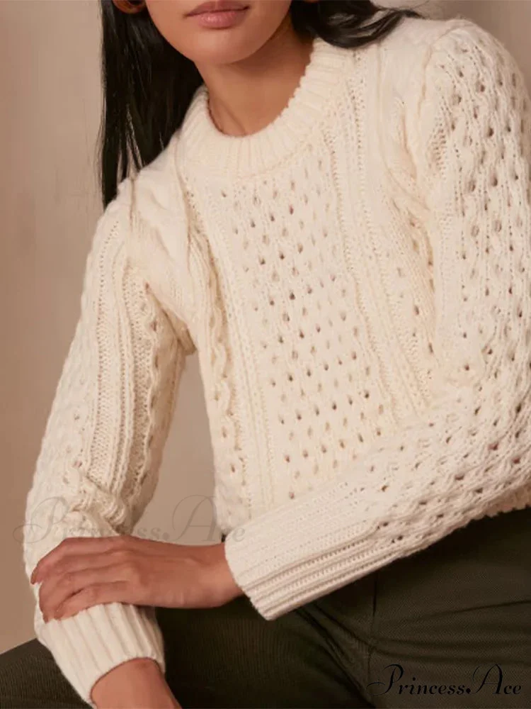 Knit Circular Neck Extended Sleeve Jumper - Image 5