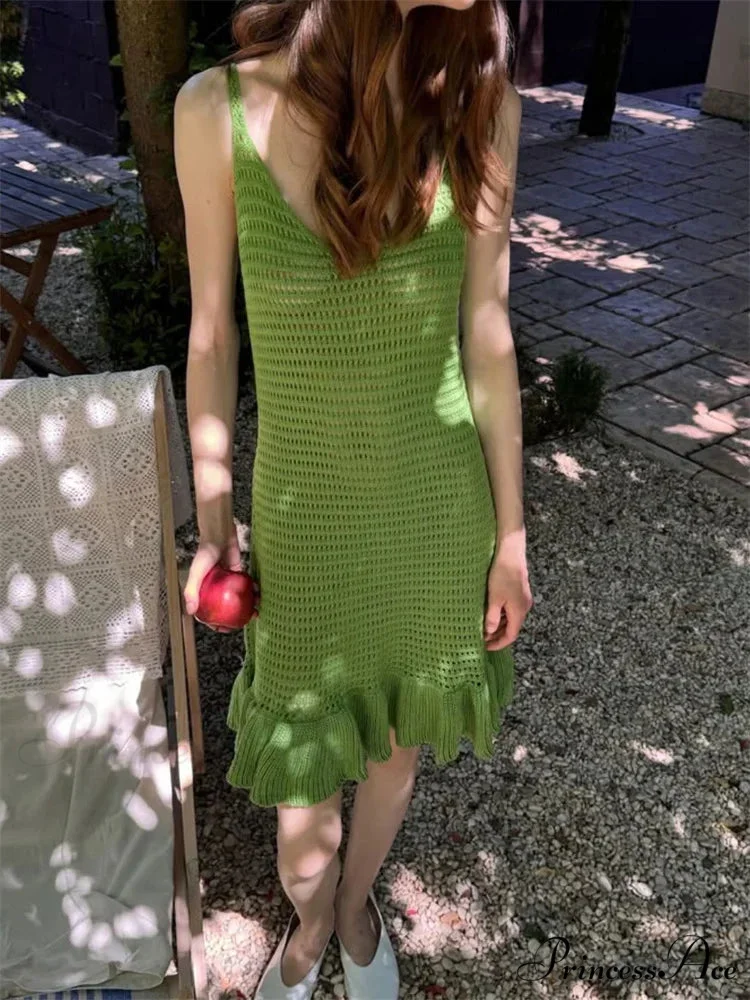 Knit Empty-Out V-Neck Mini Dress - Image 7
