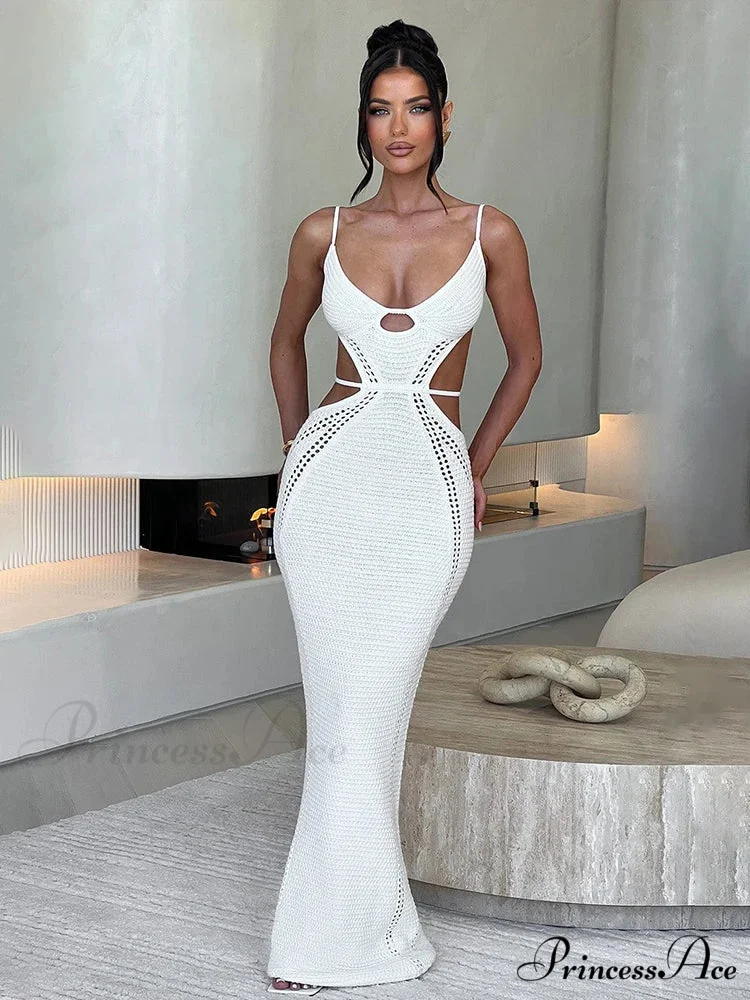 Knitted Sophisticated Long Vacation Dress - Image 2