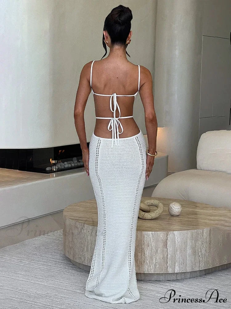 Knitted Sophisticated Long Vacation Dress - Image 3