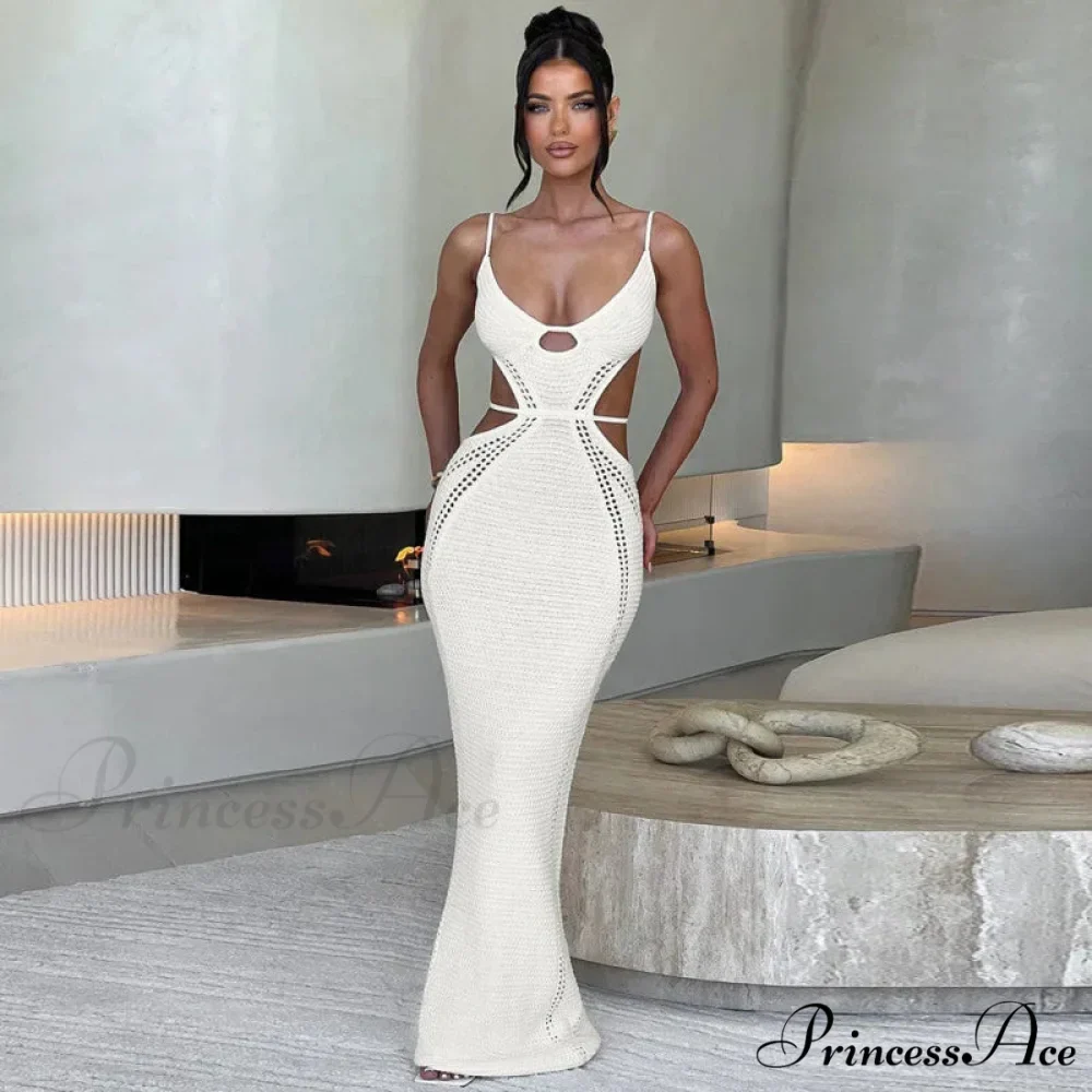 Knitted Sophisticated Long Vacation Dress - Image 4