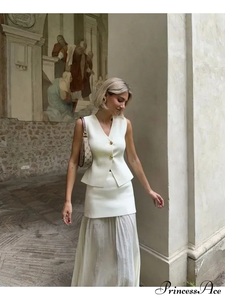 Knitted V-Neck Ankle Skirt Workplace Two Piece Set - Image 2