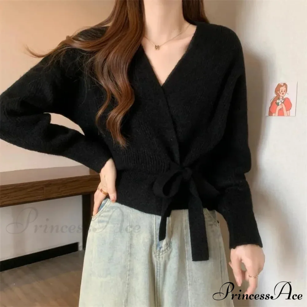 Knotted Waist Slimming Knit Cardigan - Image 4