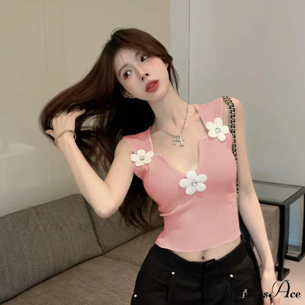 Korean 3D Blossoming Plunging Stretchy Crop Top - Image 6
